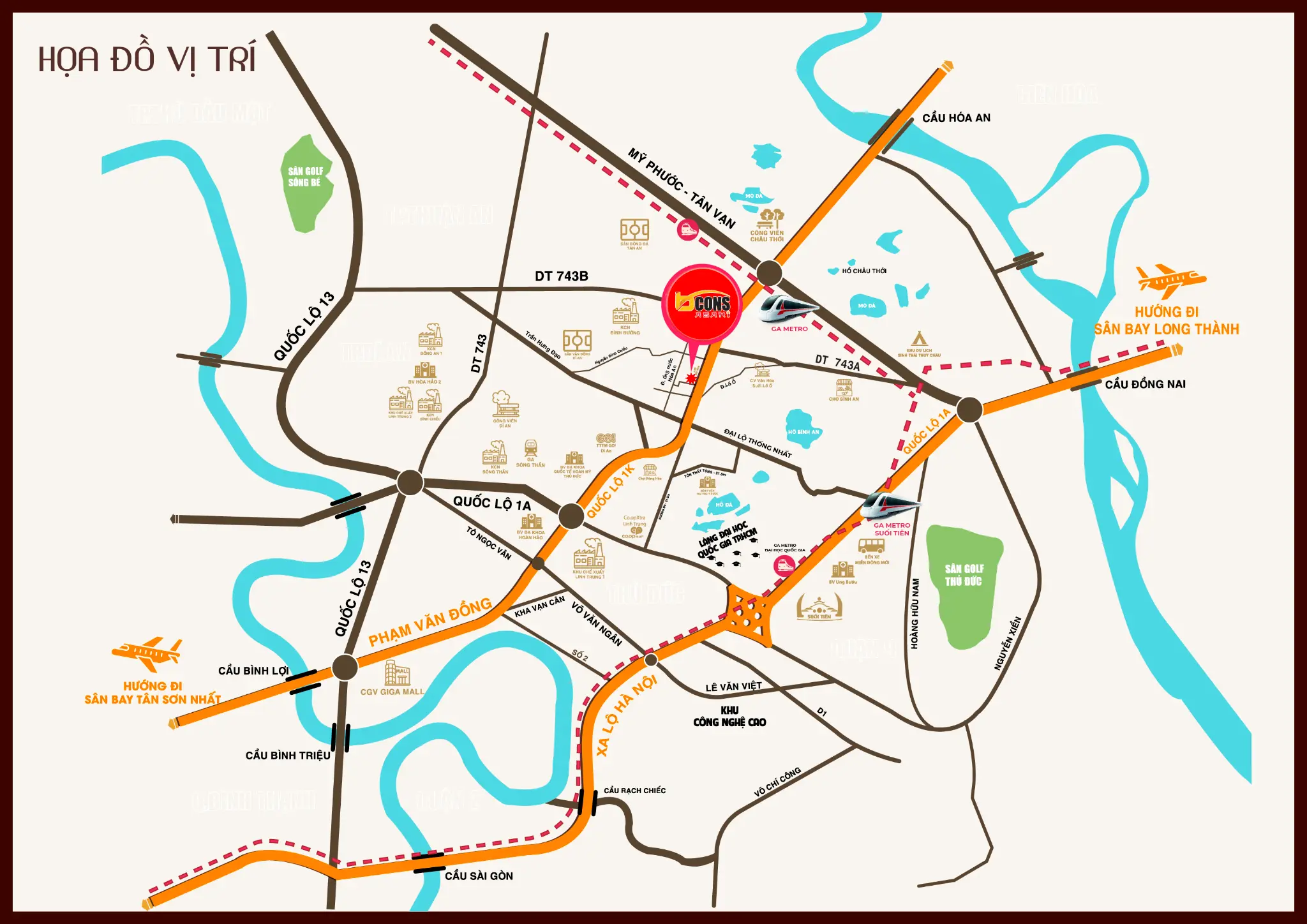 Bản đồ vị trí Bcons Asahi