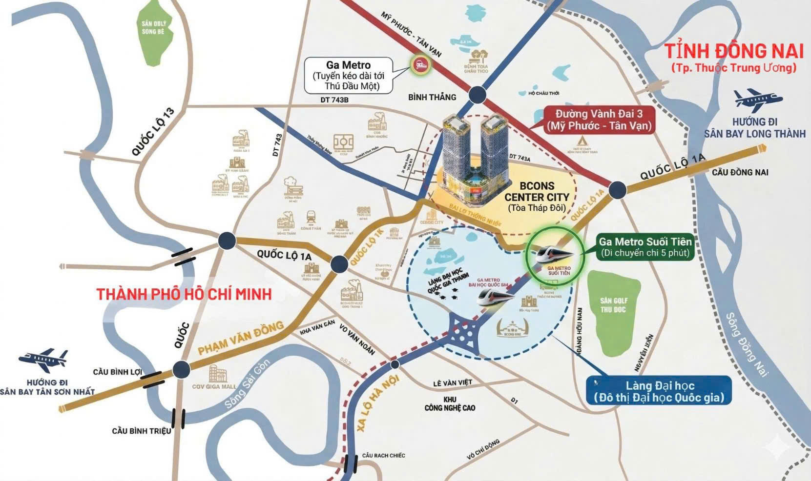 Bản đồ vị trí Bcons Center City